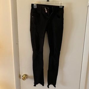 Distressed black jeans